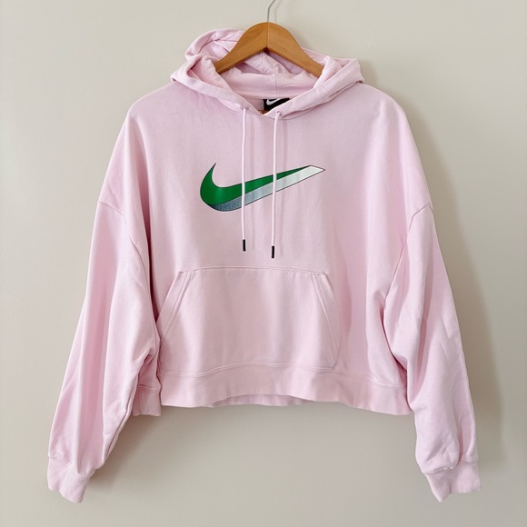 Nike Icon Clash Hoodie Pullover Loose Fit Pink Foam Green Logo Size M - Picture 3 of 13